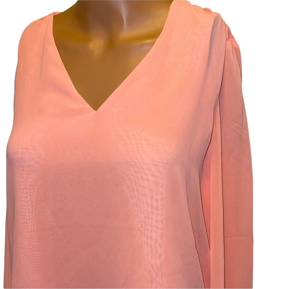 BAR III BLOUSE ABSTRACT GEO BELL SLEEVE WOMEN ORANGE COLOR STYLE BLUSHING SIZE S - Picture 1 of 11